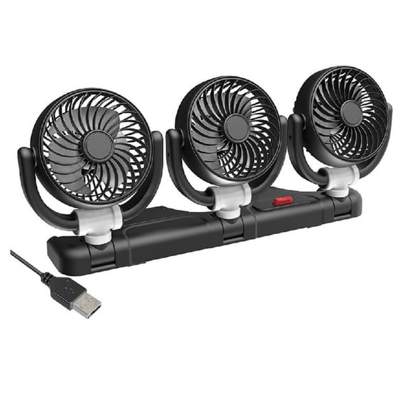 Triple Head Car & Home Fan with Adjustable Speed for Quiet Cooling in Any Space