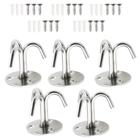 Triple Hook Set for Ceiling Pack of 5 Stainless Steel Hanging Hardware