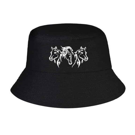 Triple Horse Print Summer Bucket Hat for Women Men,Made In USA,Sun Hat For Golf Travel Beach Fishing Hat