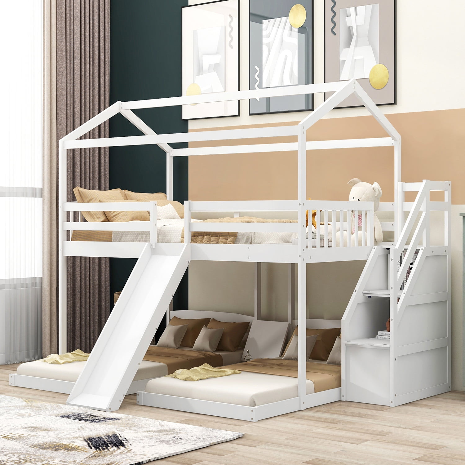 Kiara triple sleeper bunk bed with storage outlet