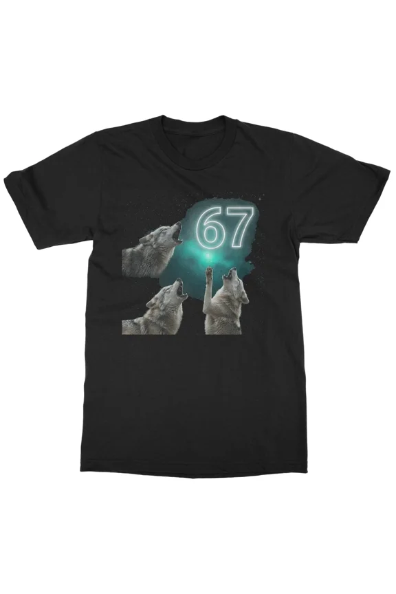 Triple Howl Three Wolves 67 Meme Funny Moon Unisex T-Shirt, S-5XL