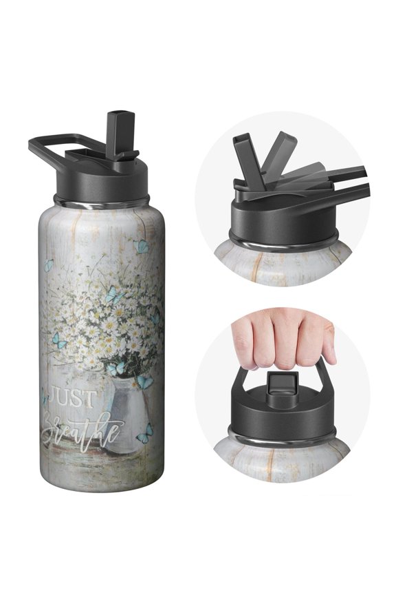 Triple Insulated Holiday gifts Themed Water Bottle 32oz with Straw, Stainless Steel Material, Leak Proof Lids Great for Outdoor Sports, Travel, and Daily Fitness