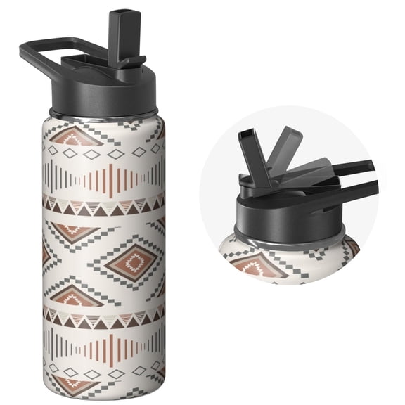 Triple Insulated Stainless Steel 18oz Bohemian Boho Themed Bottle, Push Pull Lid Included, Reusable Insulated Flask Keeps Cold 24 Hours, Eco Steel for Hiking Excursions