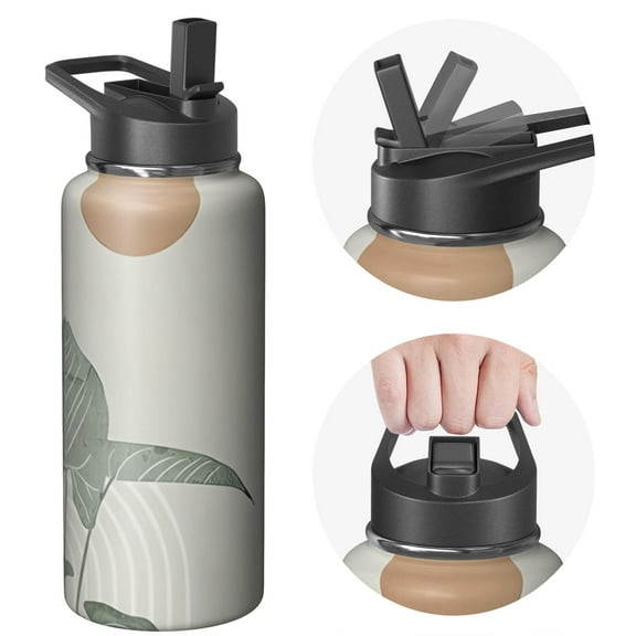 Triple Insulated Stainless Steel 32oz Bohemian Boho Themed Bottle with Lid, Reusable Flask Preserves Cold 24 Hours, Sustainable Steel Bottle for Mountain Biking & Trekking