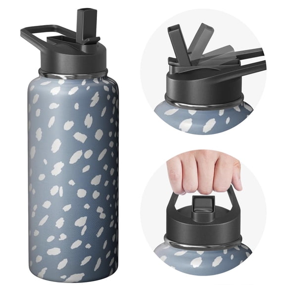 Triple Insulated Stainless Steel 32oz Leopard Print Themed Water Bottle with Lid, Reusable Container Maintains Chill for 24H, Sustainable Bottle for Outdoor Adventures