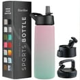 thumbnail image 1 of Triple Insulated Stainless Steel Water Bottle with Straw Lid - Flip Top Lid - Wide Mouth Cap (25 oz) Sports Drink Bottle, Keeps Hot and Cold - Great for Hiking & Biking, 1 of 10