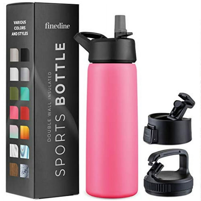 JoyJolt Vacuum Insulated Water Bottle with Flip Lid & Sport Straw Lid - 32  oz Large Hot/Cold Vacuum Insulated Stainless Steel Bottle - White