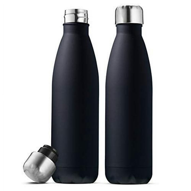 Triple Insulated Stainless Steel Water Bottle (Set of 2) 17 Ounce, Sleek Insulated Water Bottles, Keeps Hot and Cold, 100% Leakproof Lids, Sweat Proof