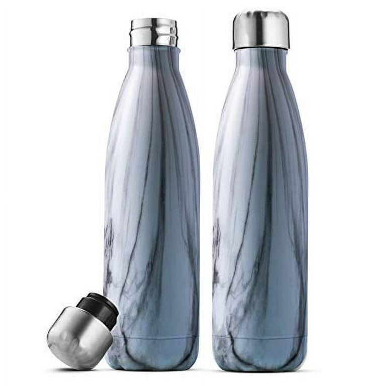 FineDine Triple Insulated Stainless Steel Water Bottle (set of 2) 17 Ounce,  Sleek Insulated Water Bottles, Keeps Hot and Cold, 100%