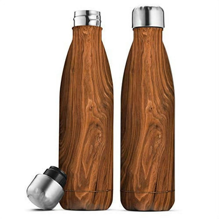 Triple Insulated Stainless Steel Water Bottle (Set of 2) 17 Ounce, Sleek Insulated Water Bottles, Keeps Hot and Cold, 100% Leakproof Lids, Sweat