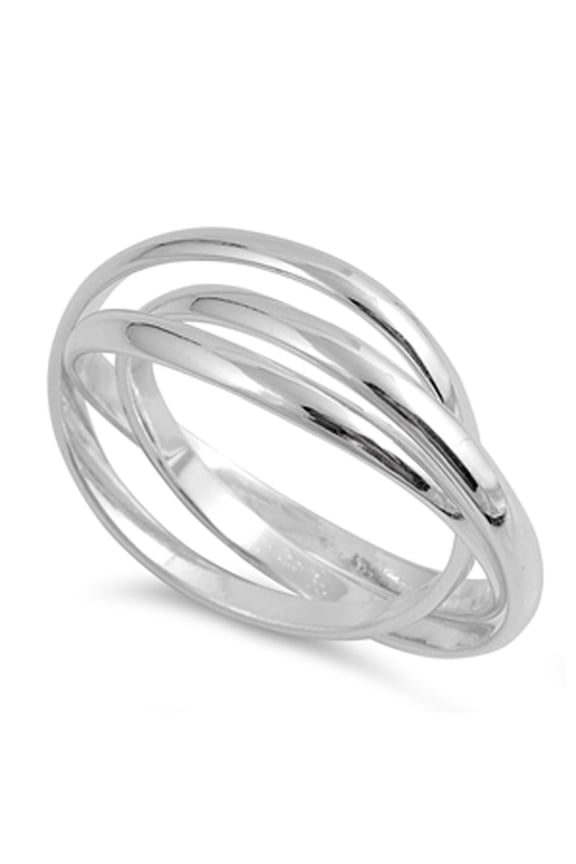 Triple Interlocked Rolling Stacking Ring Sterling Silver Wedding Band 925 Jewelry Female Size 12