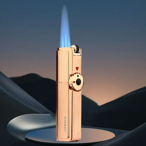 Triple Jet Windproof Blue Flame Lighter, Adjustable Flame Size Refillable Butane Lighter, Multifuctional Cigar Lighter for Barbecue Camping Outdoor with Gift Box (Butane Not Included)