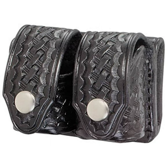 Triple K 103 Double Speed Loader Pouch Large N Frames Nickel Snaps Basketweave Black