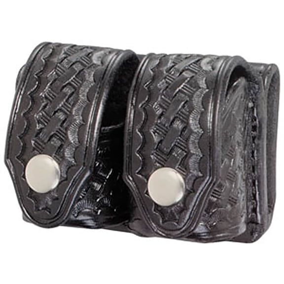 Triple K 103 Double Speed Loader Pouch Medium J, K, L Frames Nickel Snaps Basketweave Black