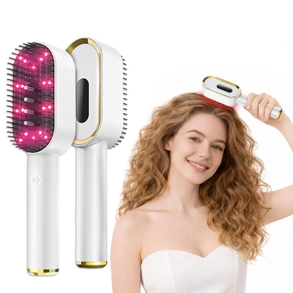 Triple LED Light Therapy Scalp Massage Hair Brush,4 Modes,Built-In Serum Tank