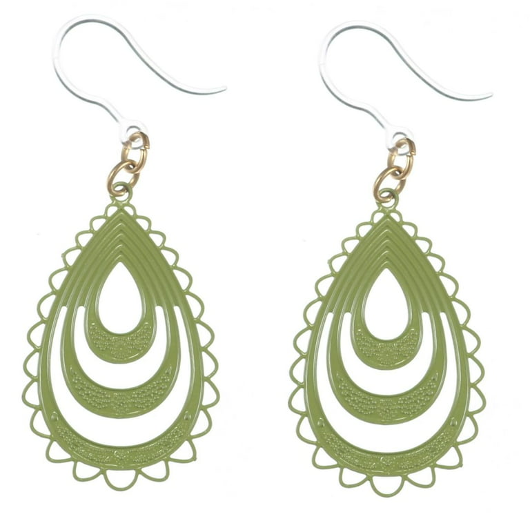 Triple Lace Teardrop Dangles Hypoallergenic Earrings for Sensitive