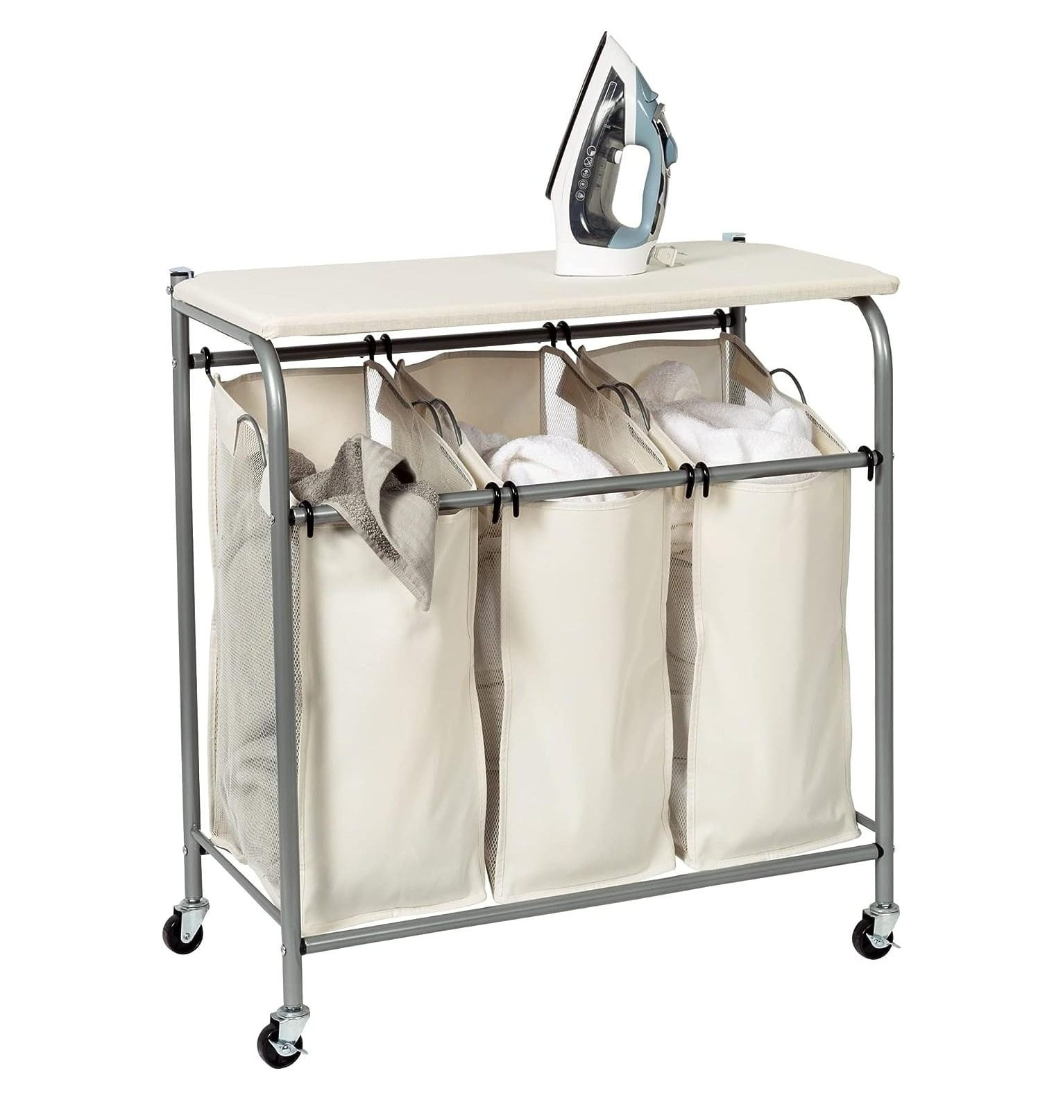 Triple Laundry Sorter with Ironing Board