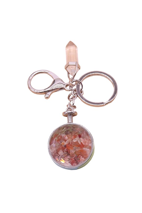 Triple Layer Composite Keychain Scratch Proof Natural Stone Glass For Keys And Backpack Decoration
