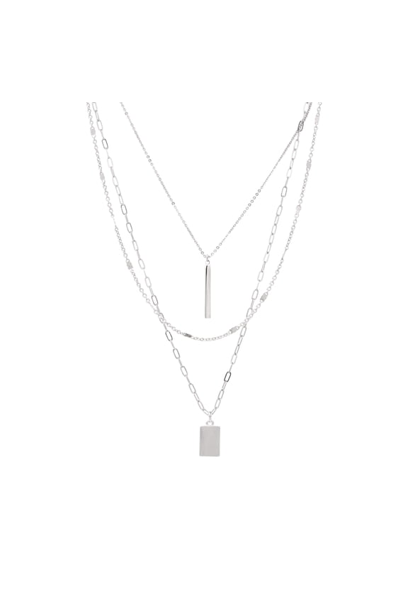 Triple Layered Bar Charm Necklace