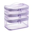 thumbnail image 1 of Triple Layers Cosmetic Travel Bag, Large Capacity Mesh Makeup Organizer, Water-Resistant Toiletry Case, Purple, 1 of 6