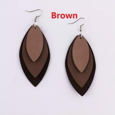 Triple Leaf Layering Leather Earrings for Women 2023 New Arrival Jewelry