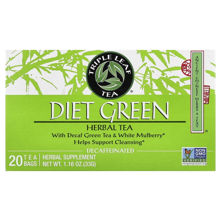 Triple Leaf Tea Diet Green Tea, 20 Tea Bags, Decaffeinated Herbal