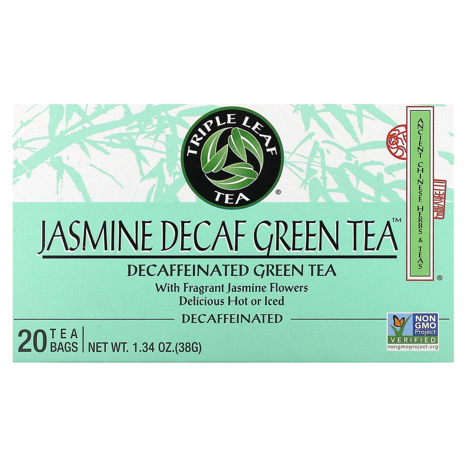 Triple Leaf Tea - Jasmine Green Tea, Decaffeinated, 20 Bag(s
