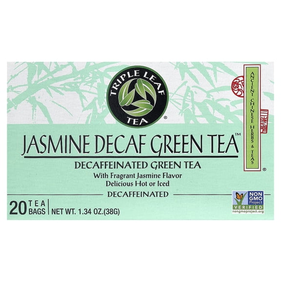 Triple Leaf Tea Jasmine Green Tea - Decaffeinated - Case of 6 - 20 Bags
