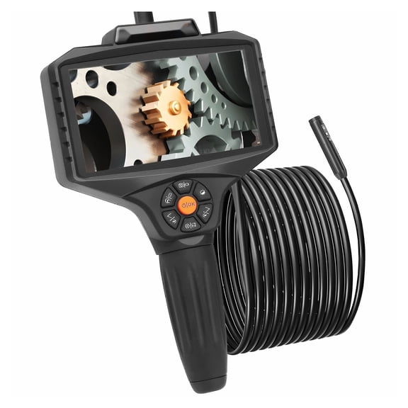 Triple Lens Borescope, 5" IPS Screen Inspection Camera with Lights - 16.5FT Cable, 1080P HD, 8X Zoom, Automotive Plumbing Endoscope with 32GB Card