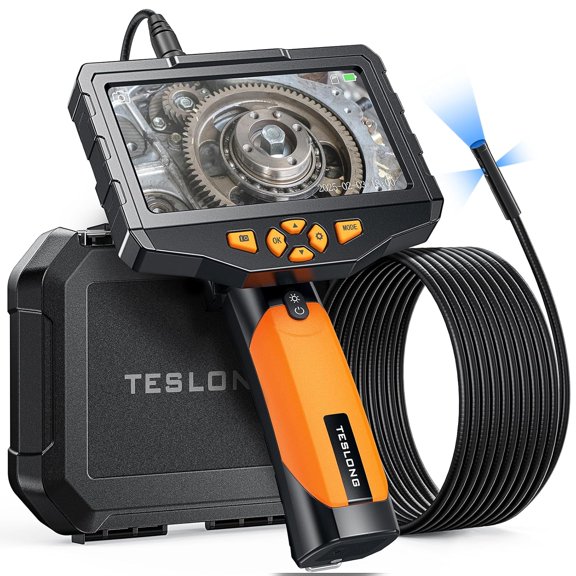 Triple Lens Borescope Inspection Camera, Professional Endoscope with Light, Digital Video Scope 5" IPS Screen, Waterproof Flexible Cable for Automotive/Home/Wall/Pipe/Car (16.5FT)