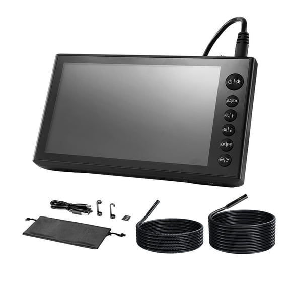 Triple Lens Endoscope, Dual Cable Borescope 7" HD IPS, 8+2 LEDs, 8X Zoom, IP67 Waterproof - Auto & Plumbing Inspection (16.4FT+9.8FT)