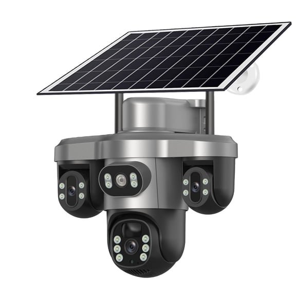 Triple Lens Security Camera, 360 View, Two-Way Audio, Human Detection, IP66 Waterproof, SD & Cloud Storage, Outdoor Surveillance