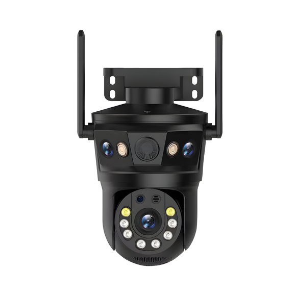 Triple Lens WiFi Outdoor Security Camera,3 Split-Screen,AI Tracking & Two-Way Audio for Yard Farm Surveillance