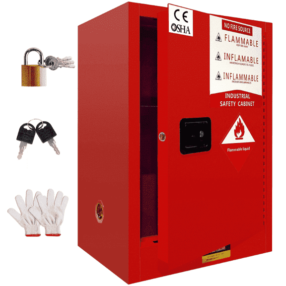 Triple - Locked Red Chemical Safety Cabinet, Double - Walled Steel, Ventilated for Hazardous Substances