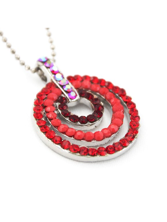 Triple Loops Austrian Crystal Necklace - Red - NE-P1063RD