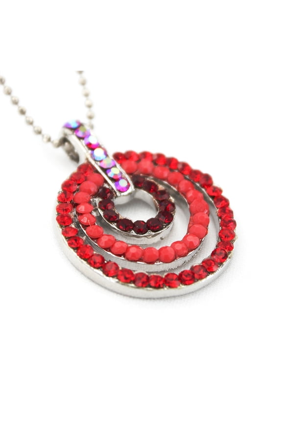 Triple Loops Austrian Crystal Necklace - Red - NE-P1063RD