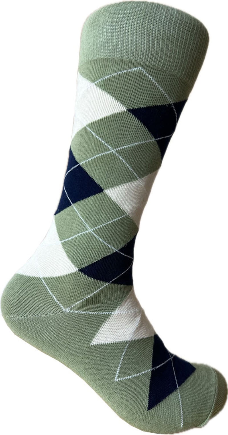 Triple M Plus Dusty Sage with Navy and White Color Argyle Mid-calf Dress Socks for Men, One Size Fit Most(Men's Size 9-13) Triple M Plus Dusty Sage with Navy and White Color Argyle Mid-calf Dress Socks for Men, One Size Fit Most(Men's Size 9-13)