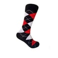 thumbnail image 1 of Triple M Plus Men's Mid-calf Argyle Dress Casual Socks In Black with Red and White Color, 1 of 1