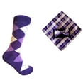 thumbnail image 1 of Triple M Plus Novelty Men's Argyle Socks with Bowtie and Pocket Square Set In Violet(Purple) with Light Purple and White Color, 1 of 1