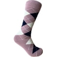 thumbnail image 1 of Triple M Plus Men's Dust Pink with Navy and White color Mid-Calf Argyle Socks, 1 of 1