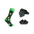 thumbnail image 1 of Triple M Plus Novelty Shamrock Pattern Men's Socks with Necktie and Pocket Square In Irish Green with Black Color, 1 of 1