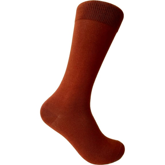 Triple M Plus Solid Color Men's Various Package Dress Casual Socks Necktie and Set In Burnt Orange Color, Preferred for Wedding Business Officers Formal Activities
