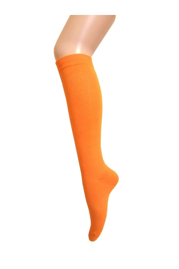 Tube Knee High Socks, Women's Comfortable Elasticity, Pumpkin Color