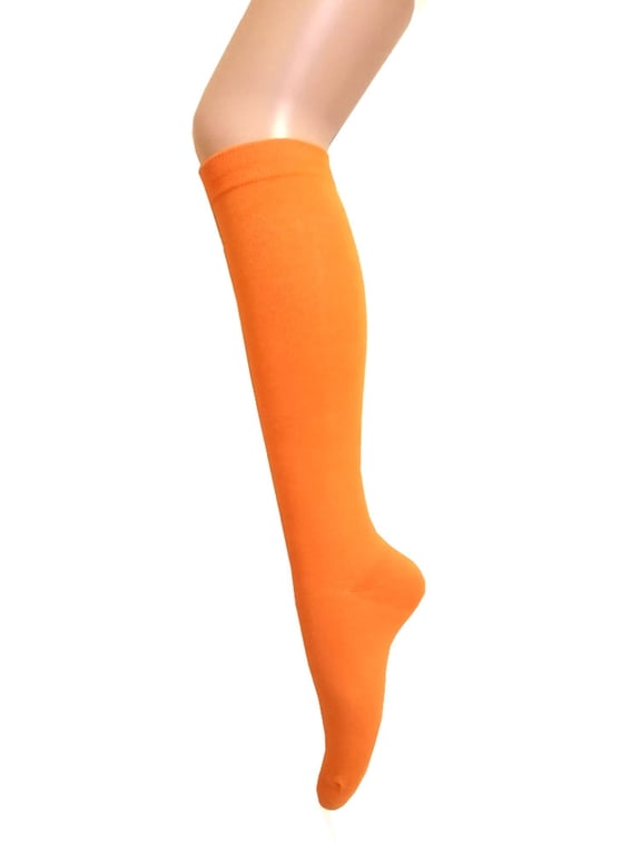 Tube Knee High Socks, Women's Comfortable Elasticity, Pumpkin Color