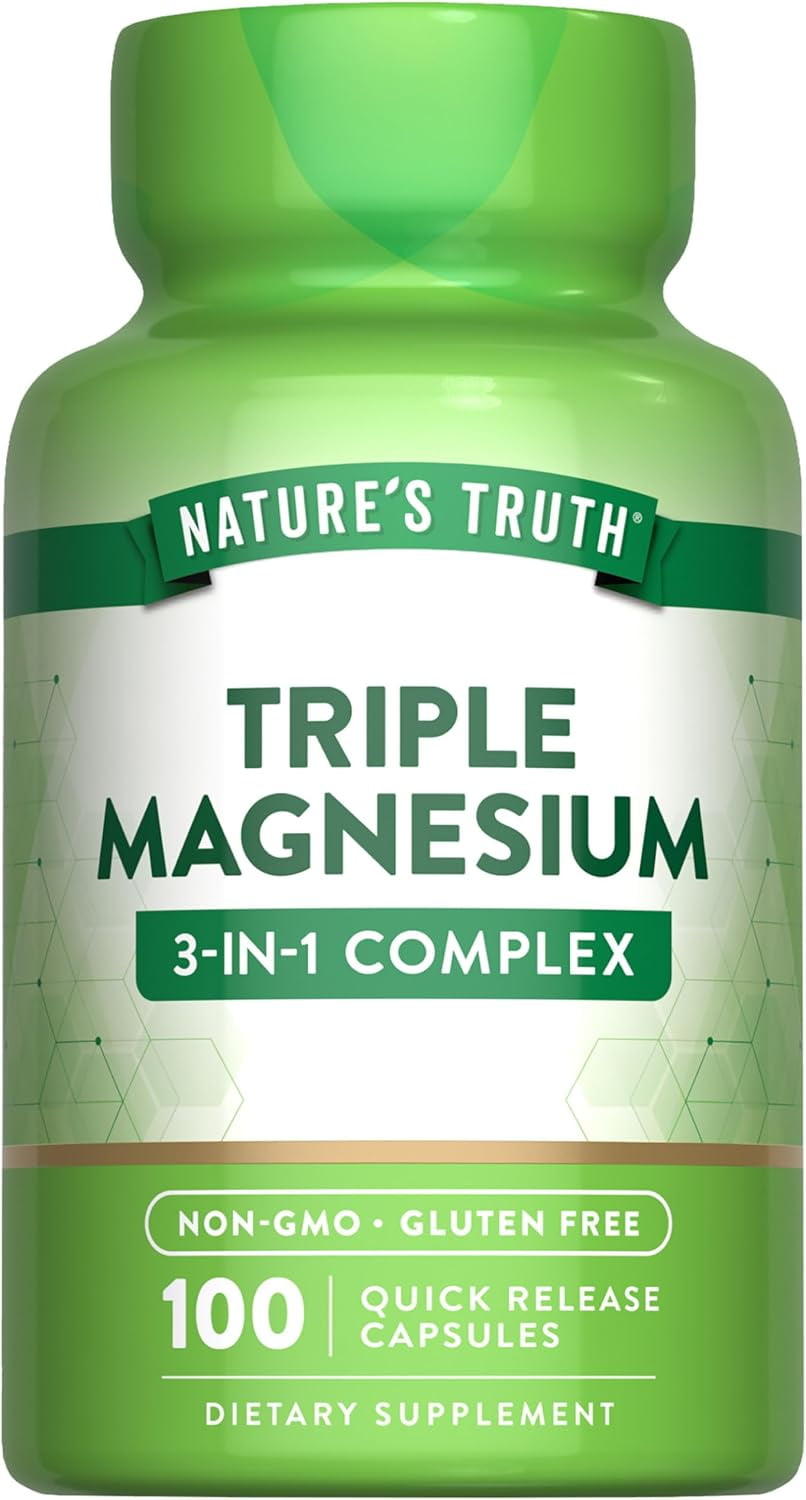 Triple Magnesium Complex | 100 Capsules |  From Magnesium Oxide, Citrate, and Aspartate | Non-GMO, Gluten Free | by Nature's Truth