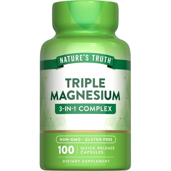 Triple Magnesium Complex | 100 Capsules |  From Magnesium Oxide, Citrate, and Aspartate | Non-GMO, Gluten Free | by Nature's Truth