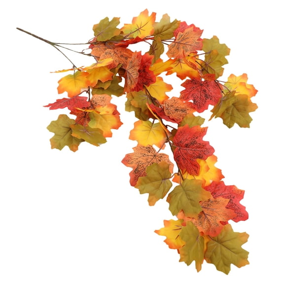 Triple Maple Leaf-Halloween Decorations-Artificial Fall Maple Leaves Garland Autumn Colors Decorative Branch Maple Leaves Hanging Plants Vine Strip Decor