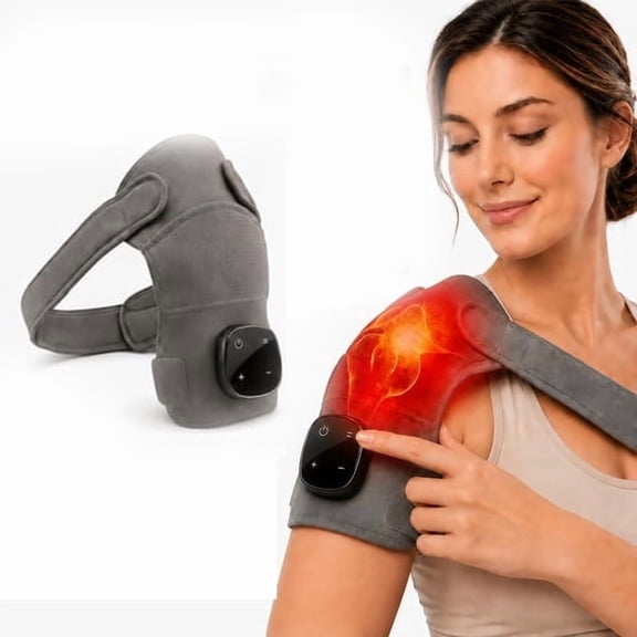 Triple Method Shoulder Massager, Featuring Heat Compression & Vibration, Triple Therapy Shoulder Massager for Shoulder Pain Relief and Muscle Relaxation