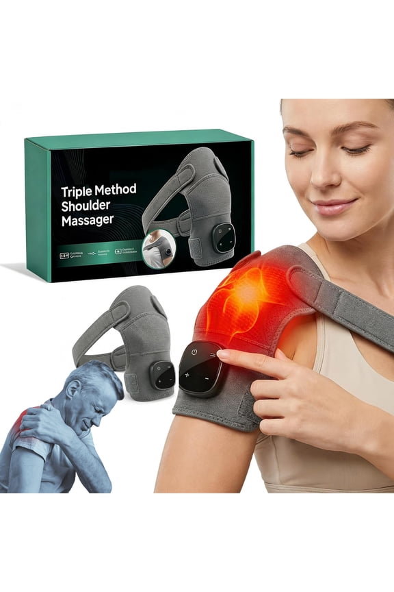 Triple Method Shoulder Massager with Heat, Compression & Vibration Massage, Triple Therapy for Shoulder Tension, Muscle Pain Relief & Relaxation