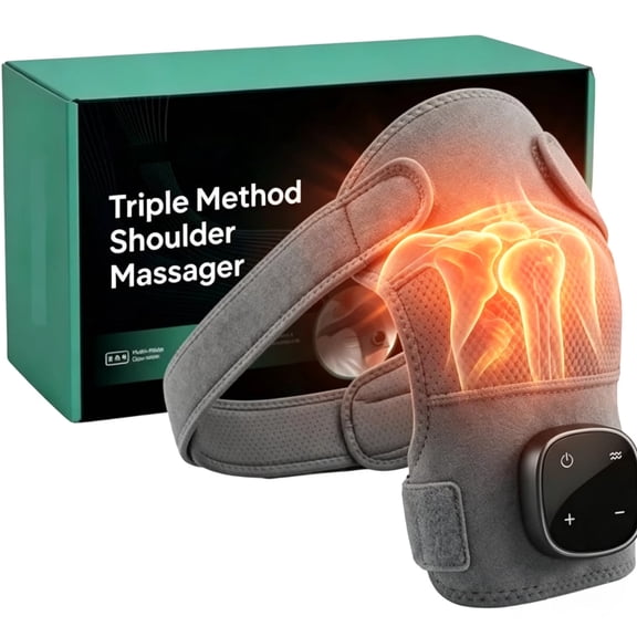 Triple Method Shoulder Massager with Heat, Compression and Vibration, Cordless Rechargeable for Shoulder Relief at Home, Work and Travel